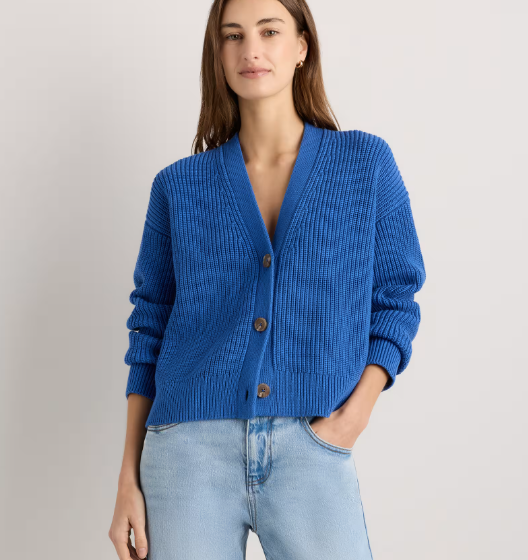 100% Organic Cotton Fisherman Boxy Cropped Cardigan
