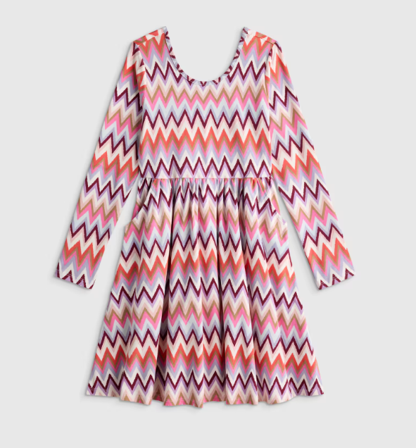 Kids Organic Cotton Long Sleeve Skater Dress