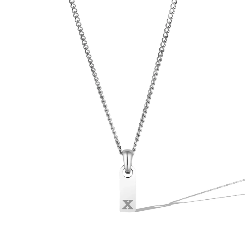 Silver Initial Tag Necklace