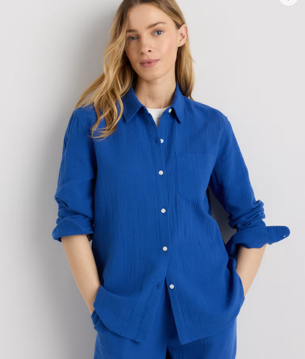 100% Organic Cotton Gauze Long Sleeve Shirt