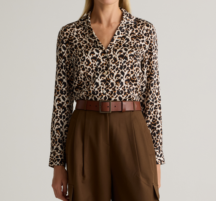 Washable Stretch Silk Notch Collar Blouse