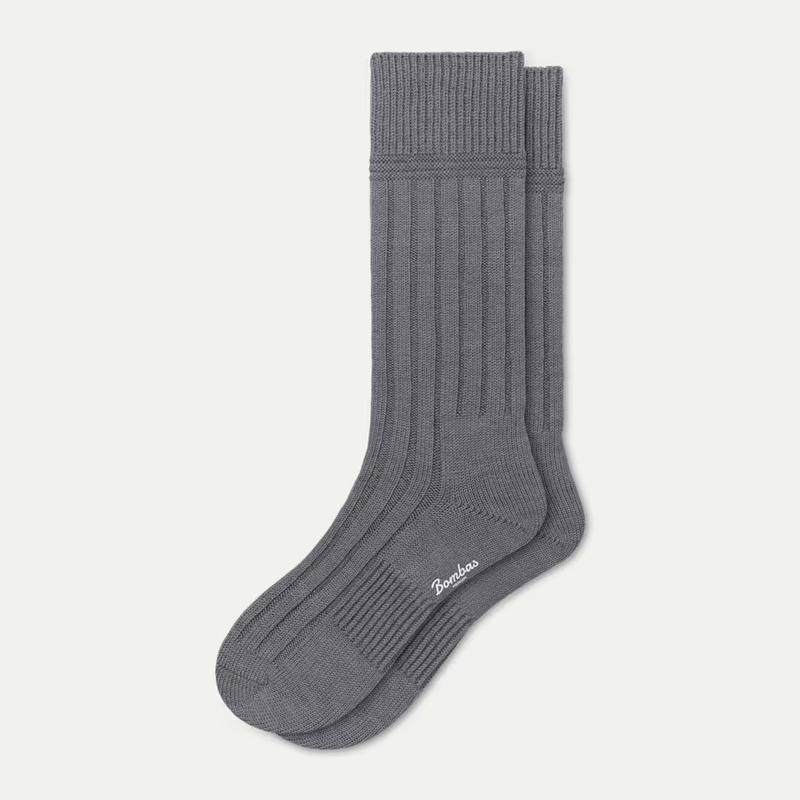 Women's Merino Wool Cashmere Blend Rib Calf Socks