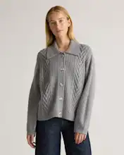 Australian Merino Wool Collared Cable Cardigan