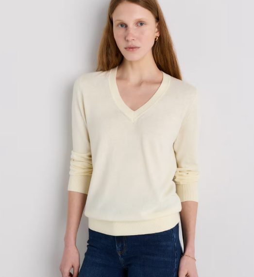 Lightweight Cotton Cashmere V-Neck Sweater