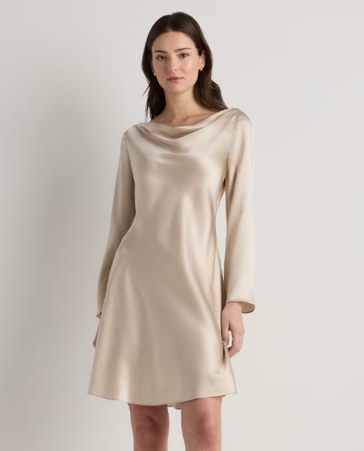 100% Washable Silk Long Sleeve Mini Dress