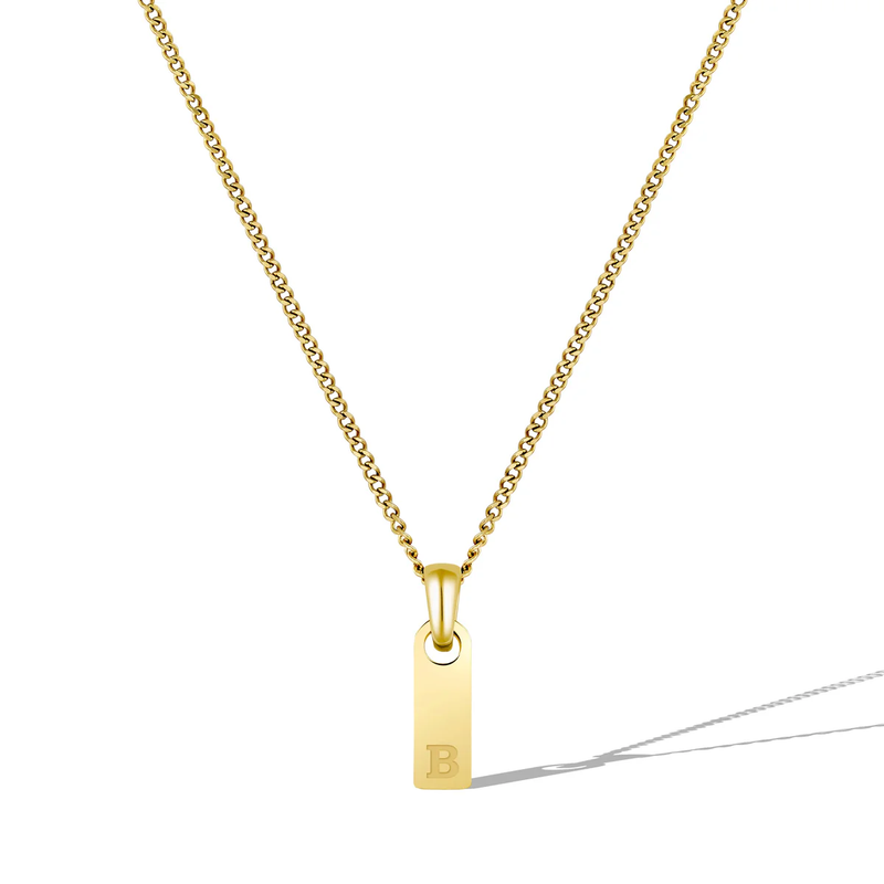 14K Gold Initial Tag Necklace