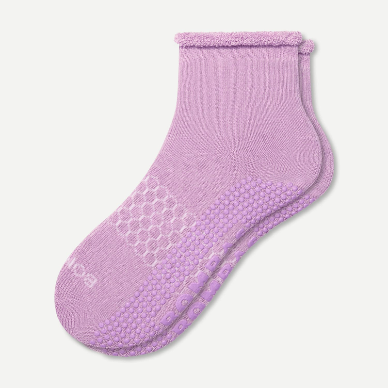 Women's Merino Wool Blend Roll-Top Gripper House Socks
