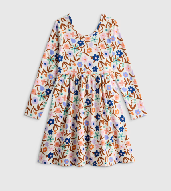 Kids Organic Cotton Long Sleeve Skater Dress