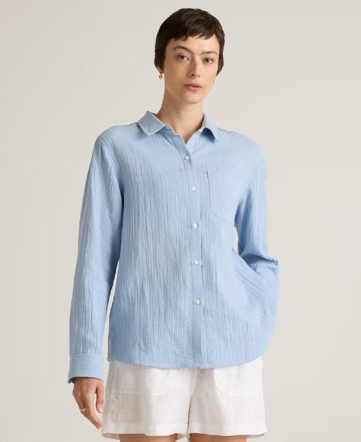 100% Organic Cotton Gauze Long Sleeve Shirt