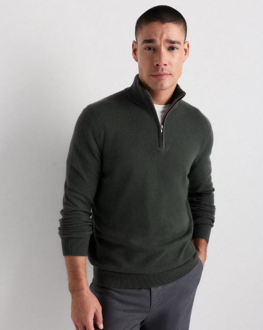 Mongolian Cashmere Quarter Zip Sweater
