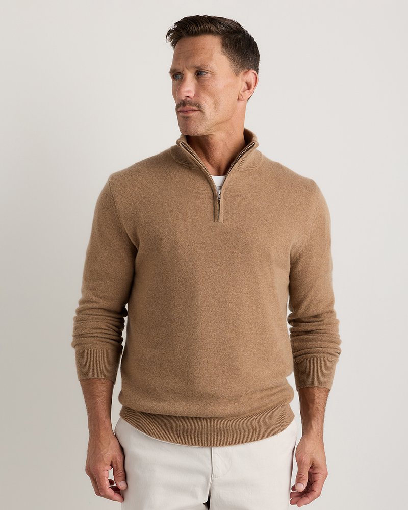 Mongolian Cashmere Quarter Zip Sweater