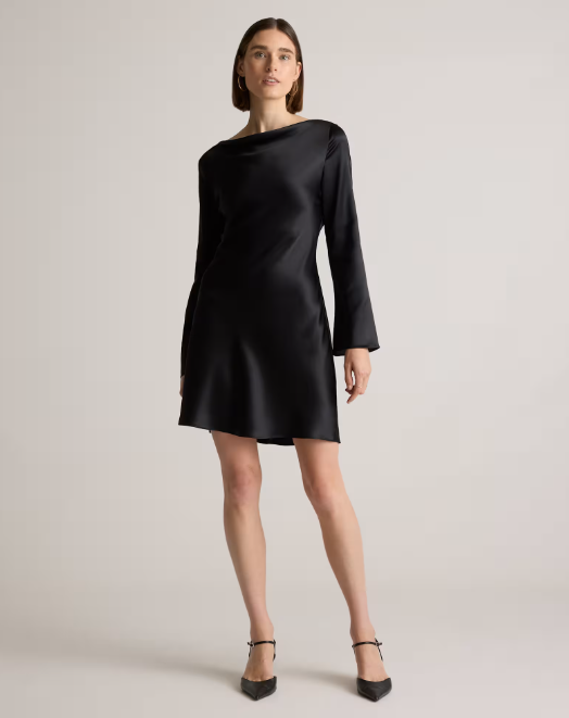 100% Washable Silk Long Sleeve Mini Dress