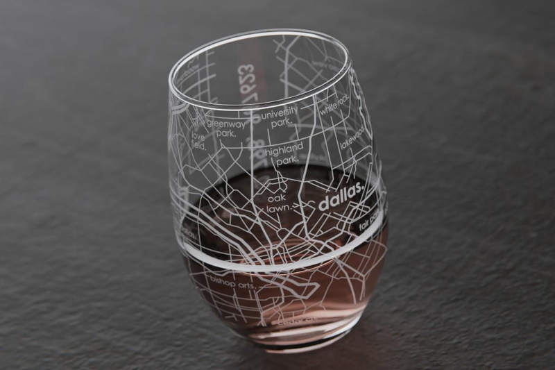Home Town Map Stemless Wine Glass, Set of 2