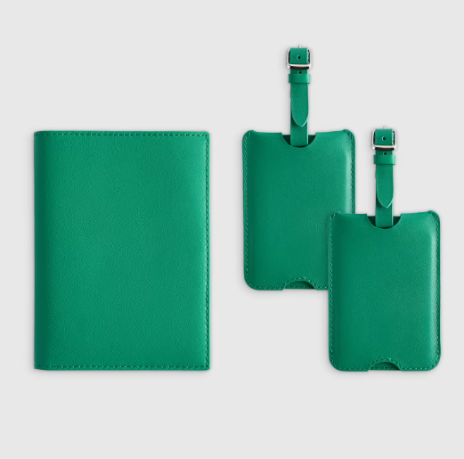 Nappa Leather RFID Blocking Passport & Luggage Tag Set