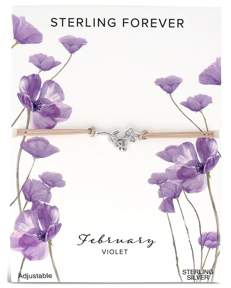 Sterling Silver Birth Flower Bolo Bracelet