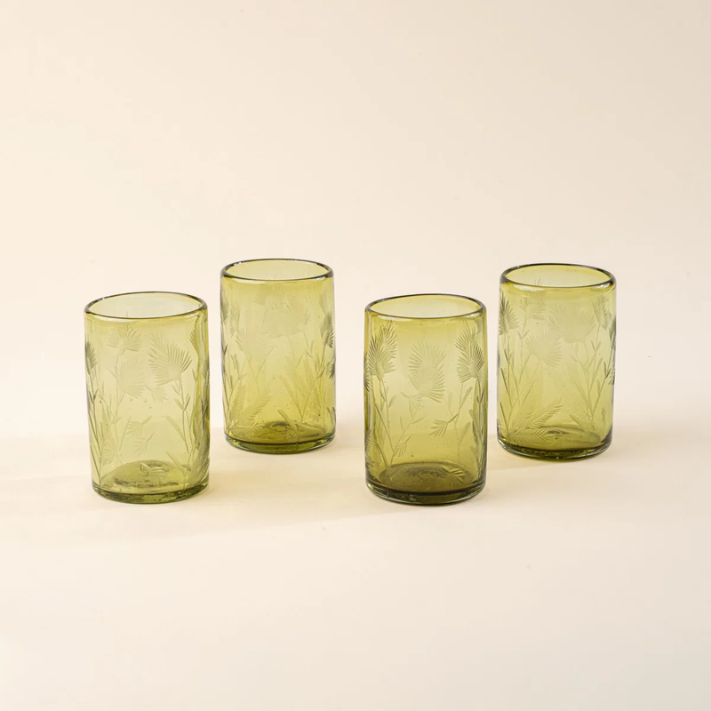 Etched Thistle Tumbler Set of 4