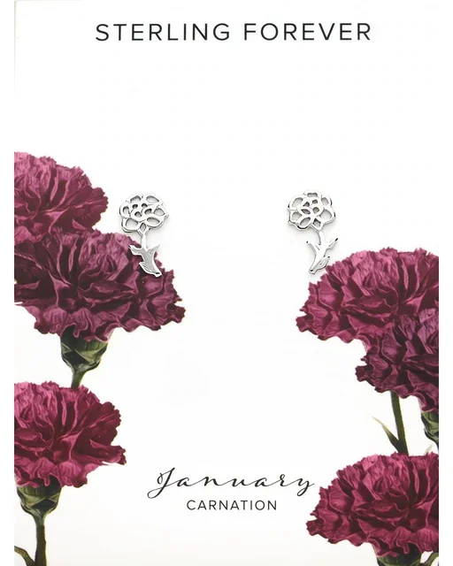 Sterling Silver Birth Flower Studs