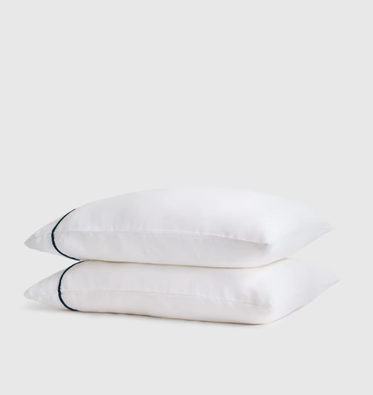 European Linen Piped Pillowcase Set, Standard