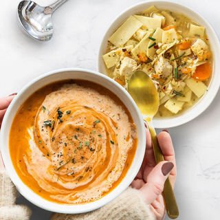 Tomato Basil + Chicken Noodle Soup