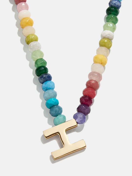 Semi-Precious Block Initial Necklace