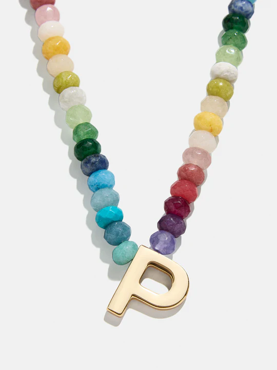 Semi-Precious Block Initial Necklace