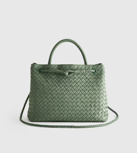 Large Italian Leather Handwoven Satchel