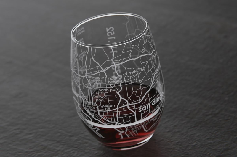 Home Town Map Stemless Wine Glass, Set of 2