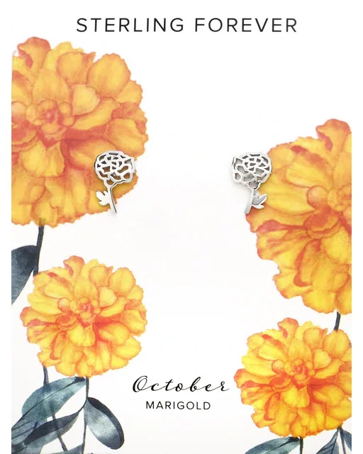 Sterling Silver Birth Flower Studs