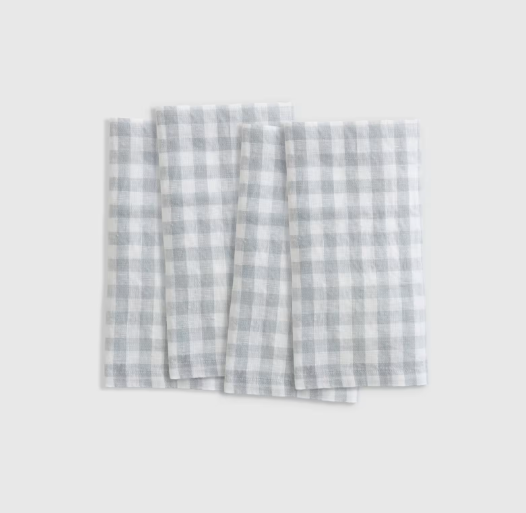 European Linen Gingham Napkins, Set of 4