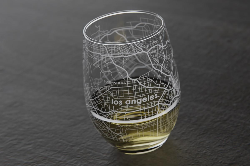 Home Town Map Stemless Wine Glass