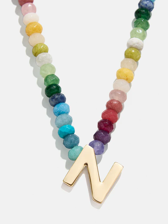 Semi-Precious Block Initial Necklace