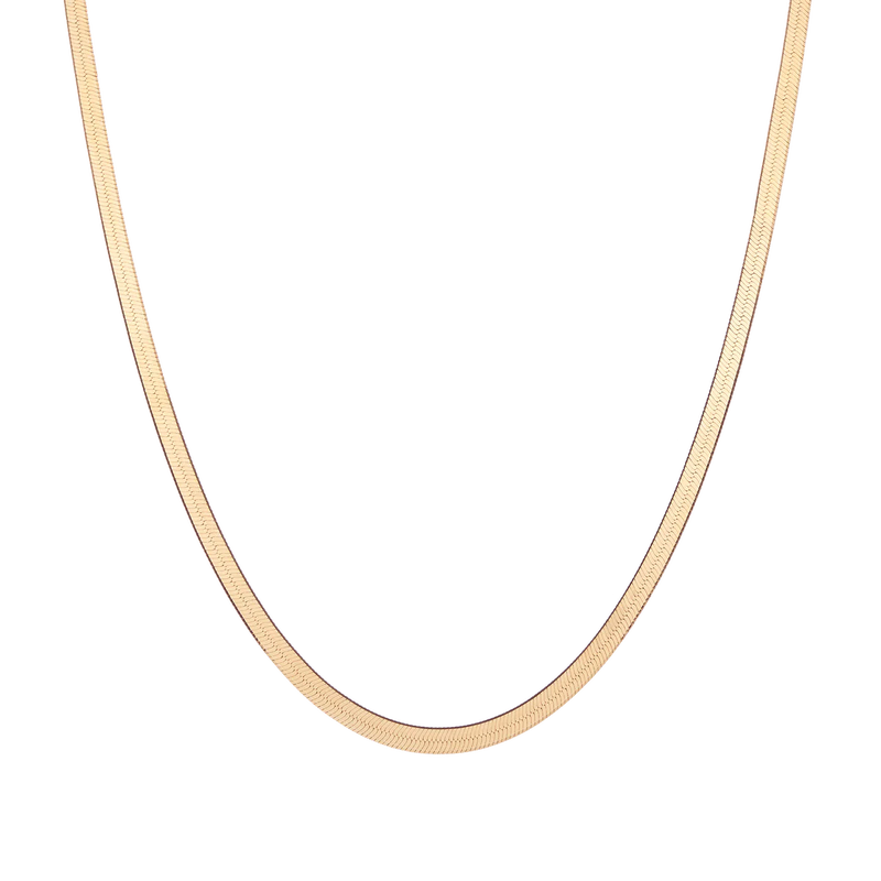 Gold Herringbone Chain Necklace