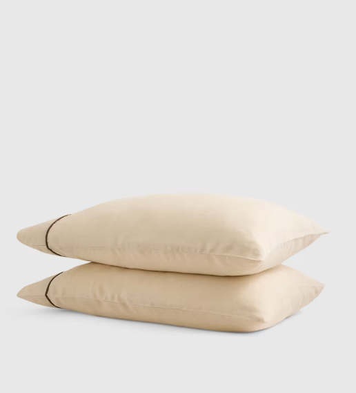 European Linen Piped Pillowcase Set, Standard