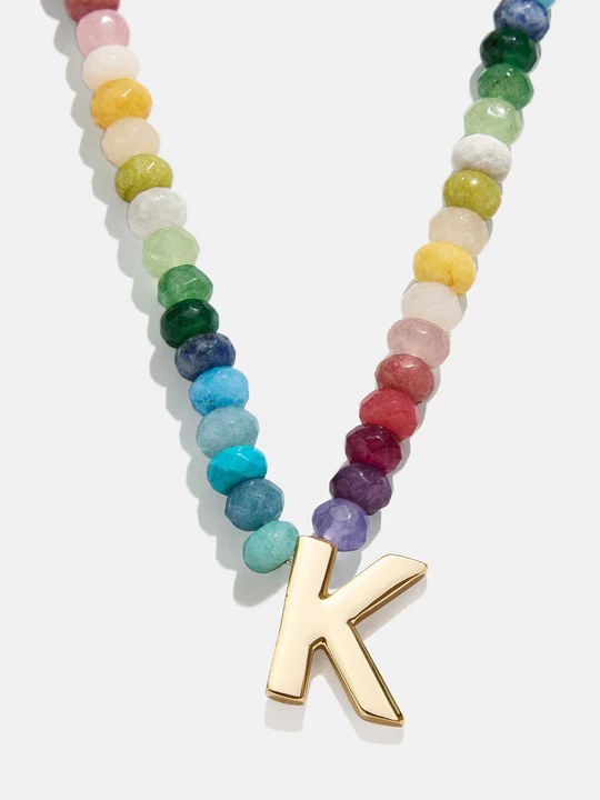 Semi-Precious Block Initial Necklace