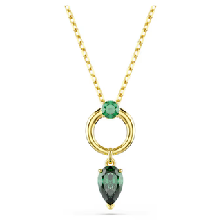 Mixed cuts, Green, Gold-tone plated