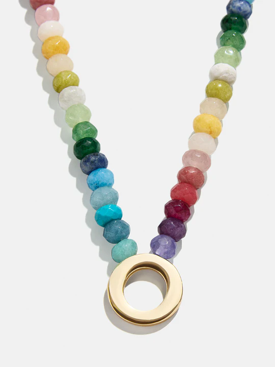 Semi-Precious Block Initial Necklace