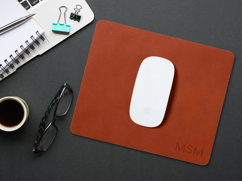 Monogrammed Leather Mousepad