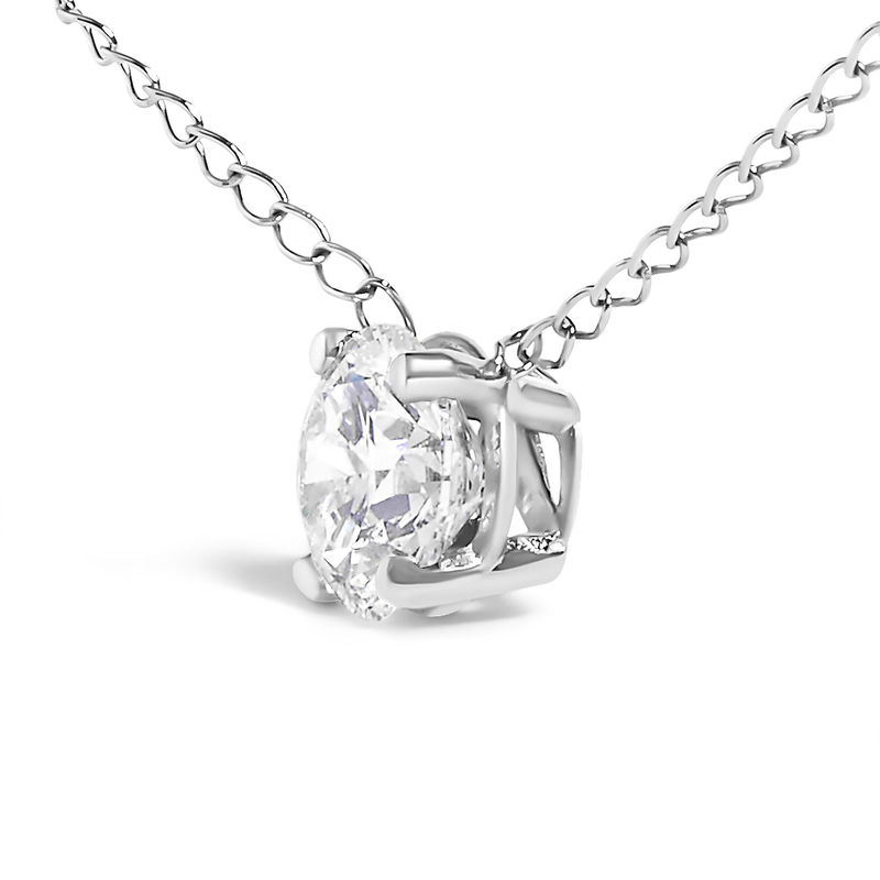 14K Gold Floating Lab Grown Diamond Solitaire Pendant Necklace