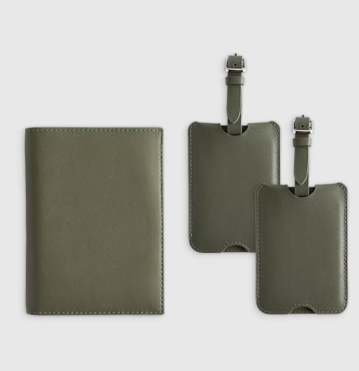Nappa Leather RFID Blocking Passport & Luggage Tag Set