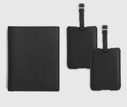 Nappa Leather RFID Blocking Passport & Luggage Tag Set