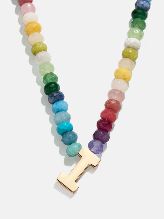Semi-Precious Block Initial Necklace