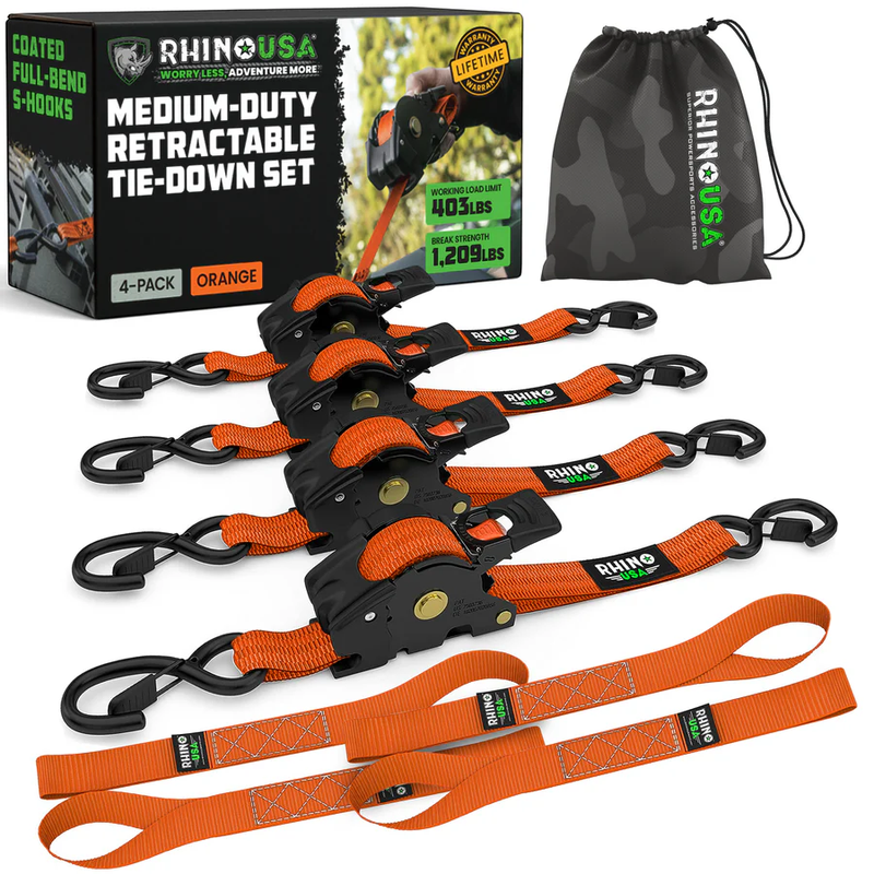 1" x 10' Retractable Ratchet Straps