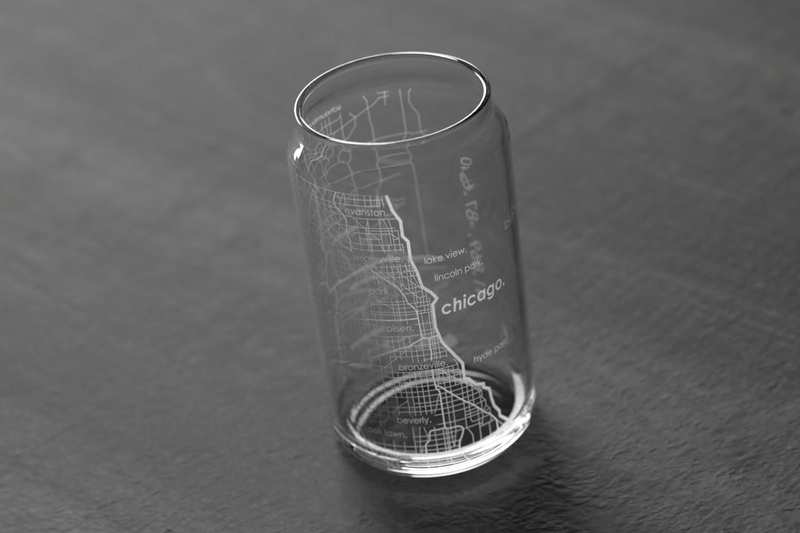 Home Town Map Can Glass, Set of 2