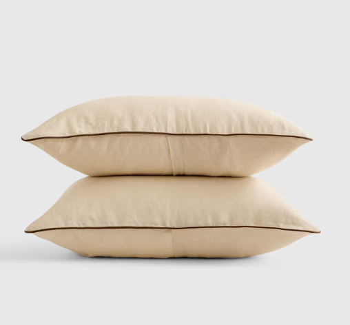 European Linen Piped Sham Set, King