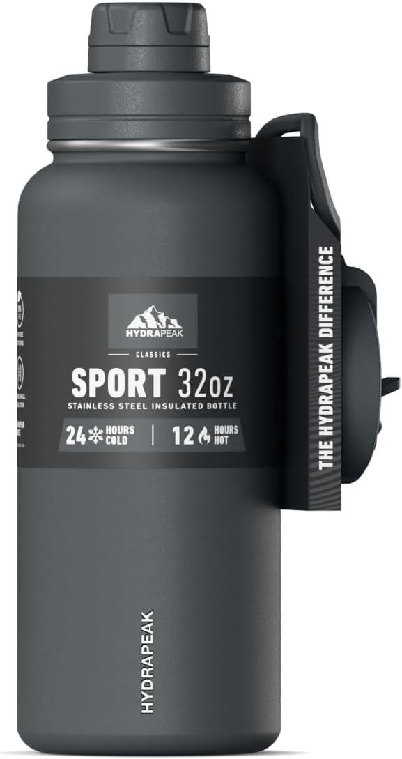 Hydrapeak 32oz Sport Insulated Water Bottle with Straw & Chug Lid