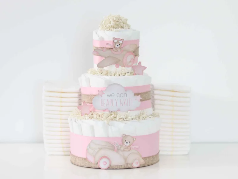 Pink Diaper Cake 