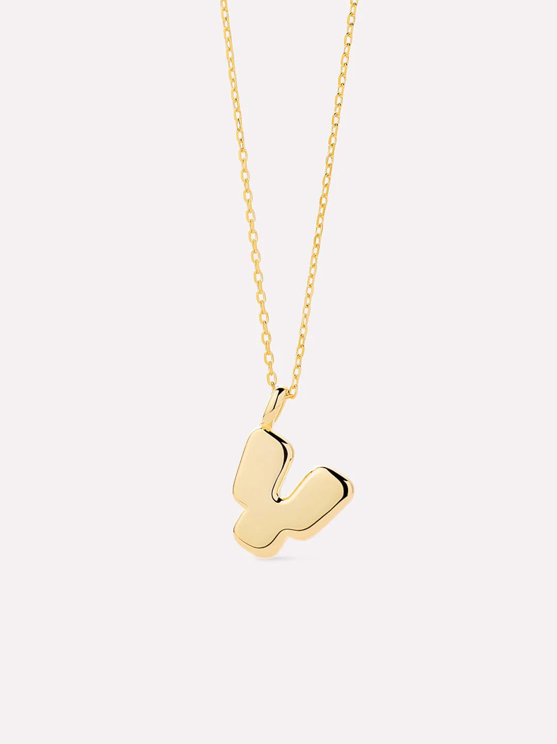 Sterling Silver Bubble Letter Necklace