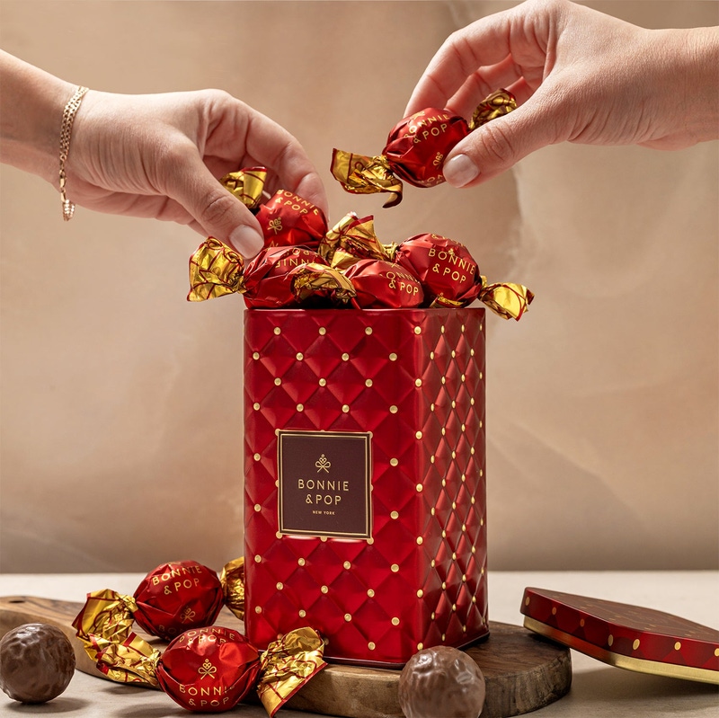 Premium Milk & Dark Chocolate Bonbons in Elegant Keepsake Tin