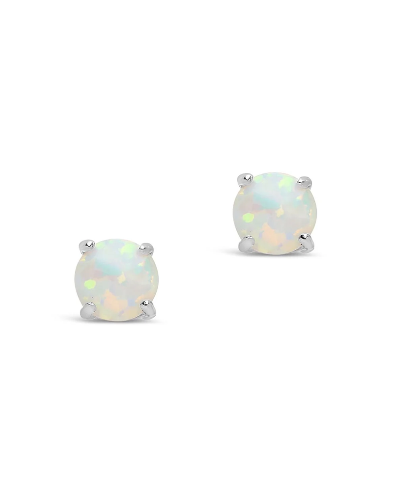 Sterling Silver 6mm Opal Earring Studs