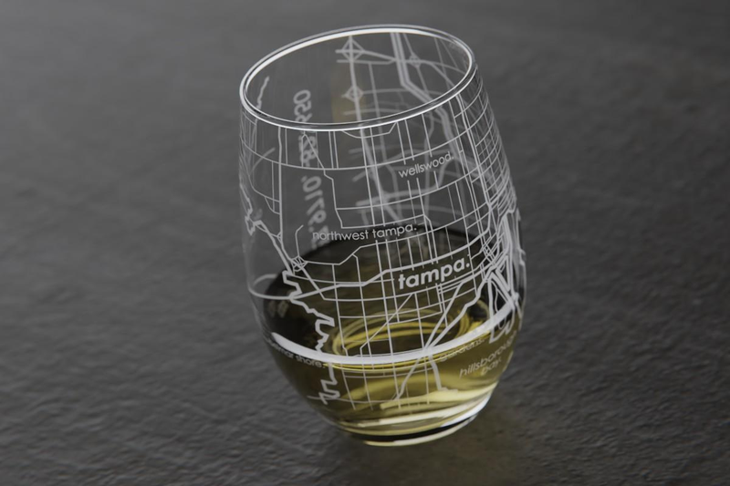 Home Town Map Stemless Wine Glass